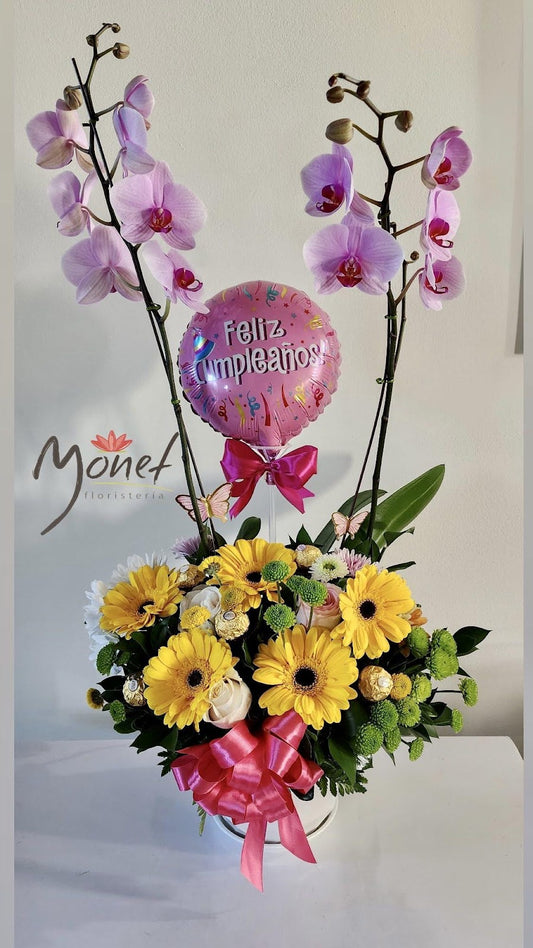 Orquidea y gerberas