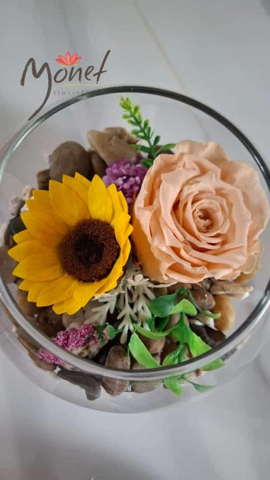 Flor Preservada doble en Pecera
